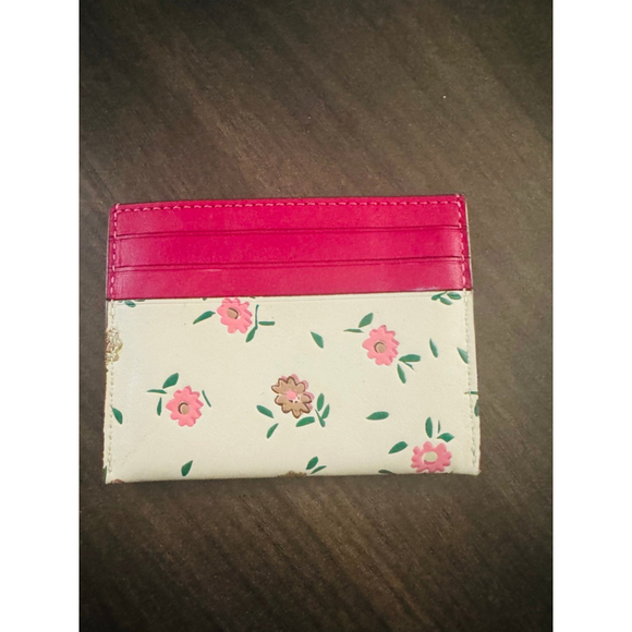 Coach Floral Card Holder White/Pink One Size - Picture 3 of 3